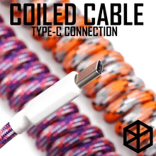 nylon usb c port coiled Cable wire Mechanical Keyboard GH60 USB cable type c USB port for poker 2 GH60 keyboard kit DIY