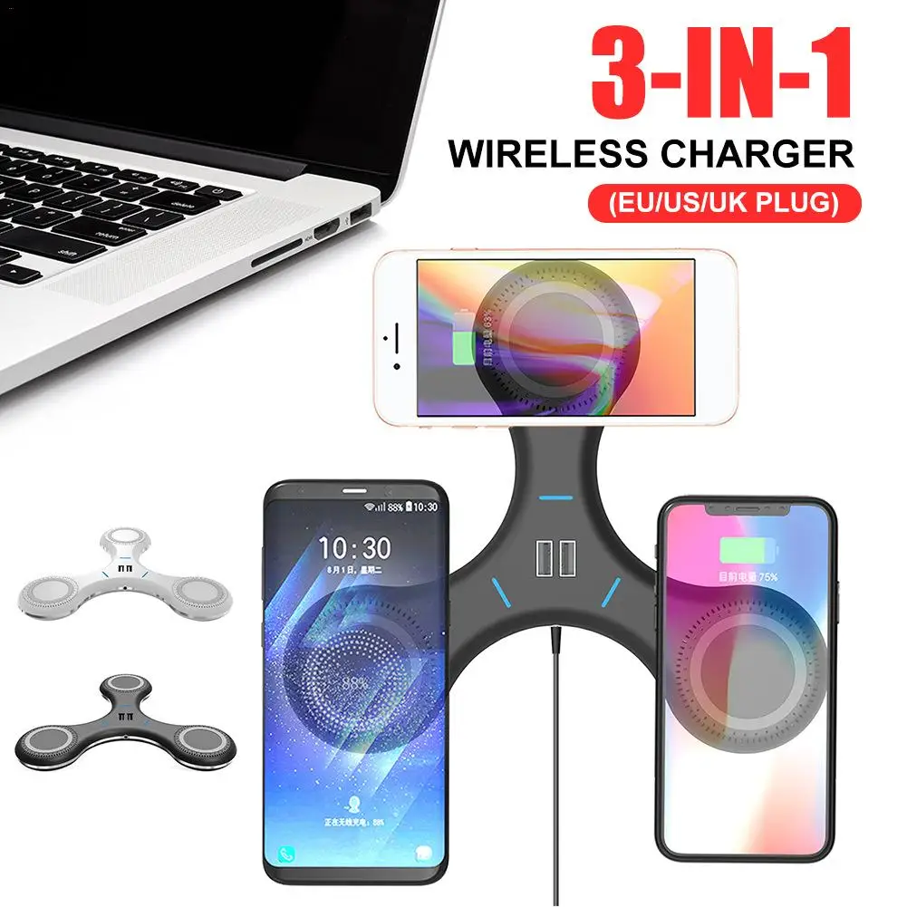 Беспроводное зарядное устройство 3 в 1 с гироскопом для Apple Phone 8/X Samsung Huawei|Зарядные