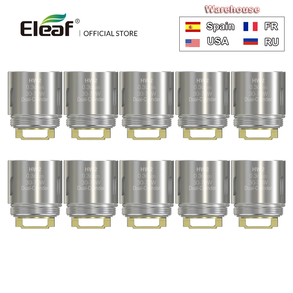 

RU 10pcs/lot Original Eleaf HW2 Dual-Cylinder 0.3ohm Head HW Coil 30-70W for Ello/Ello Mini/Ello TS tank electronic cigarette