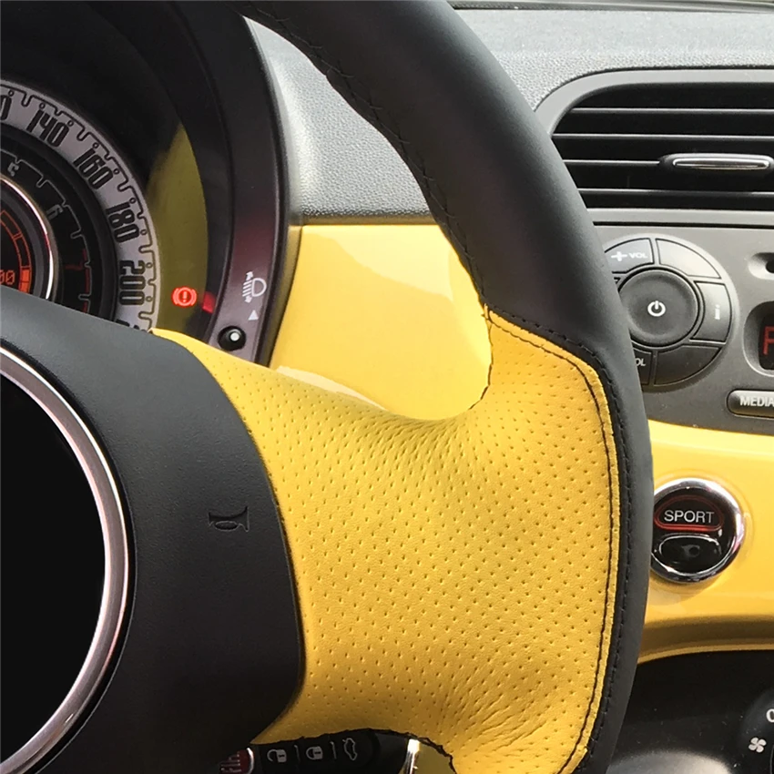MEWANT черно желтая кожаная искусственная кожа для Fiat 500 2008 2009 2010 2011|Чехлы на руль| |