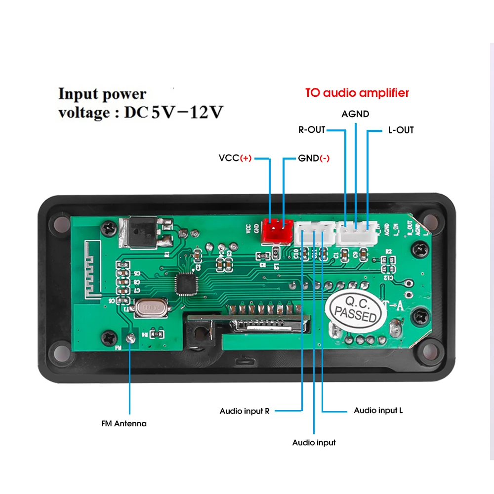 Big Color Screen Car Audio USB TF FM Radio Module Wireless Bluetooth 5V 12V MP3 WMA Decoder Board Player with Remote Control | Электроника