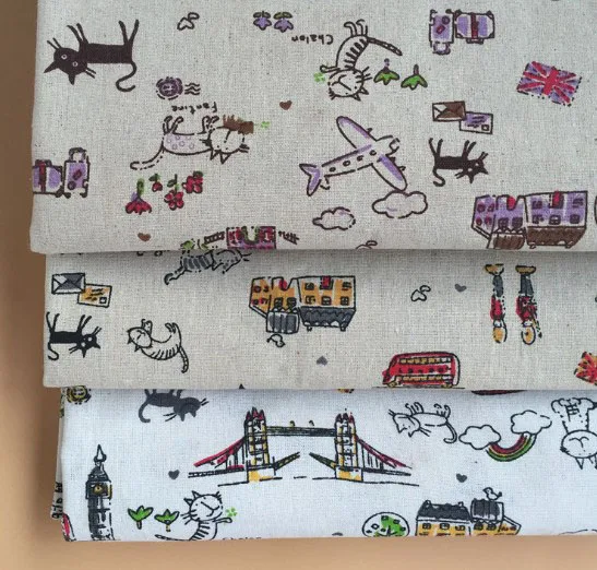 Симпатичная черно-Коричневая хлопчатобумажная льняная ткань с 3 узорами в форме