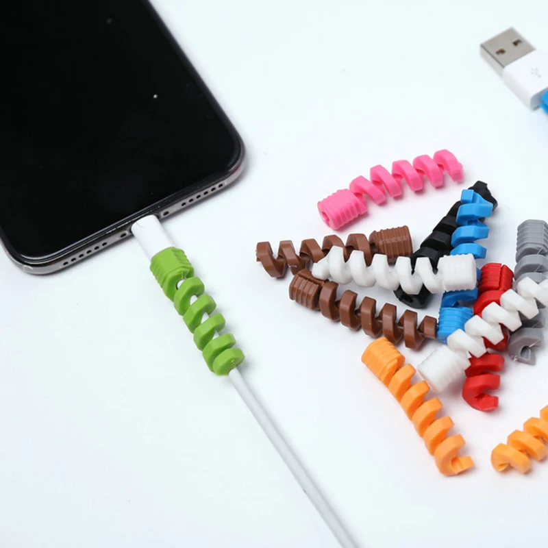 2 шт спиральный кабель протектор Силиконовый моталка защитный для iphone samsung Android зарядка через usb наушники чехол