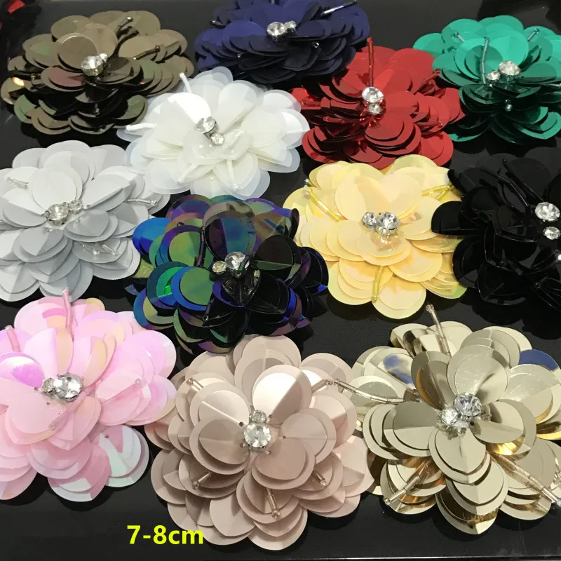 4 шт./лот цветок нашивки со стразами и бисером для одежды пришить на блесток