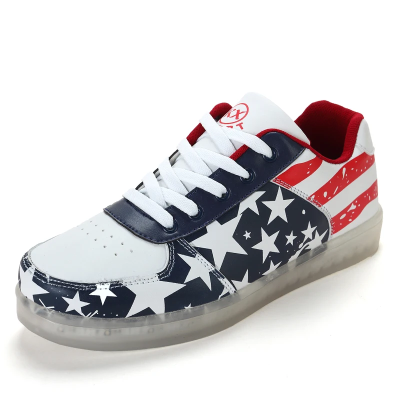 2017 Luminous Flag Light Up LED Shoes Fashion Men Superstar Glowing Chaussure Led Unisex Lovers Casual Flash Lumineuse For Adult | Обувь