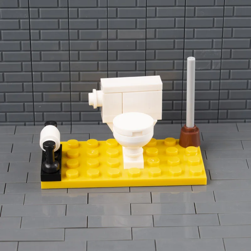 Сад Город кубики Moc образовательные строительные блоки туалет ванная комната туалет Лоо ролл плунжера болотная щетка DIY фигурки мини-аксессуары C027