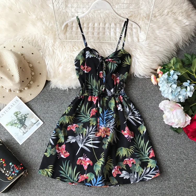 Женский пляжный комбинезон ALPHALMODA с цветочным принтом на шнуровке груди