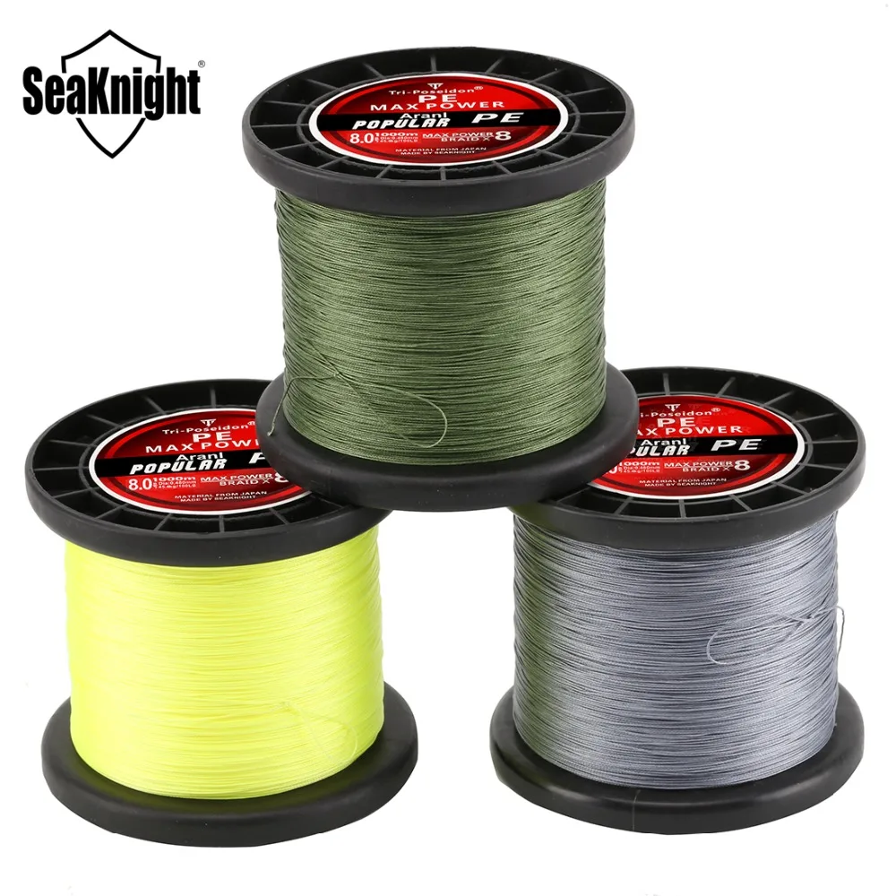 SeaKnight Tri Poseidon леска 1000 м 8 strands супер прочная плетеная рыболовная веревка 20 100LB