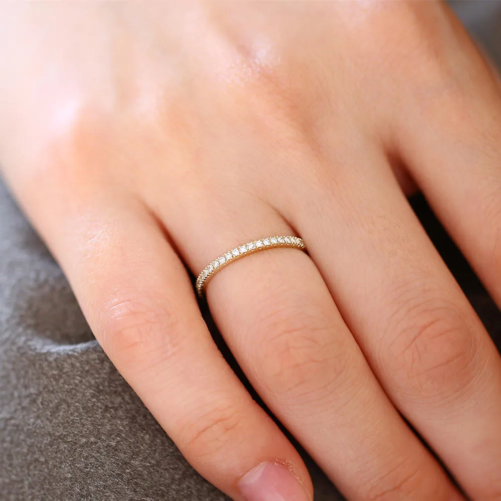 LASAMERO Round Cut 0.50CTW Natural Diamond 14k Yellow Gold Full Eternity Engagement Promise Wedding Band Ring Gift For Women | Украшения и