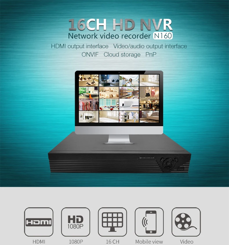 VStarcam 16CH Onvif 2,4 NVR Wifi сетевой видеорегистратор распознавание лица HDMI видео/аудио выход интерфейс Облачное хранилище N160