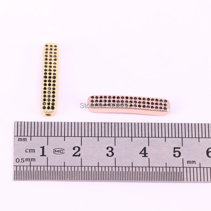 

10Pcs Micro Pave Black CZ Rectangle Bar Bead Connectors Spacer Beads For Bracelet DIY Making Charms