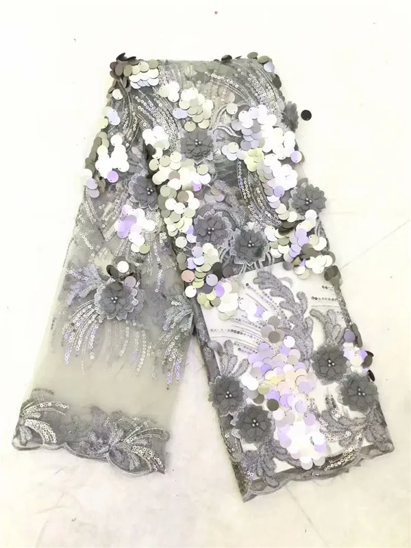 2018 high quality lilac yellow French net lace fabric 3D flowers African tulle with beads for party | Дом и сад