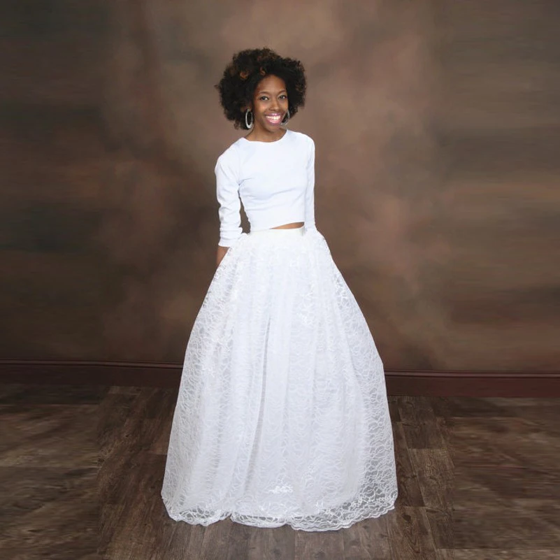 

Exquisite White Lace Tulle Skirt Customized Ribbon Zipper Waistline A Line Floor Length Full Maxi Skirt Long Skirts Adults