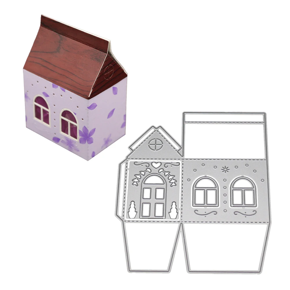 3D дом с оконной рамой металлический прорезной трафарет для окраски DIY