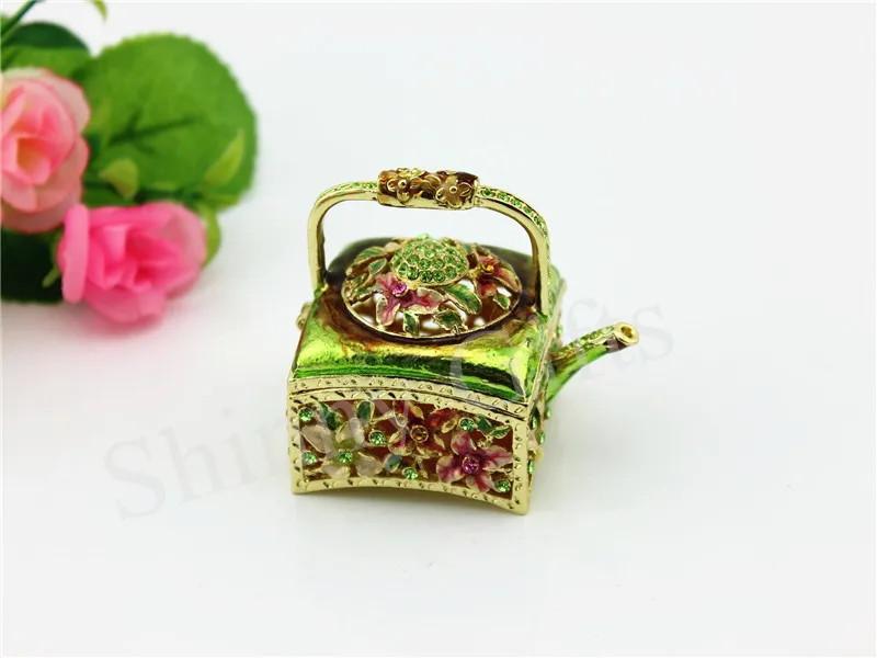 Ручной работы чайник безделушка коробка Оловянная эмаль Орнамент