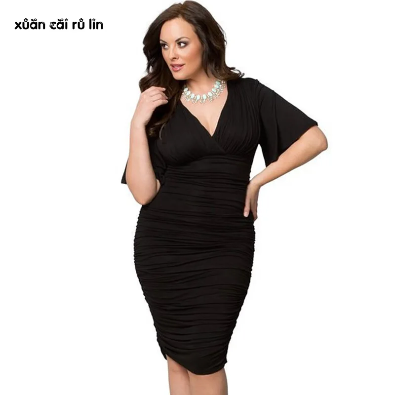 Женское вечернее платье средней длины элегантное черное для работы большого