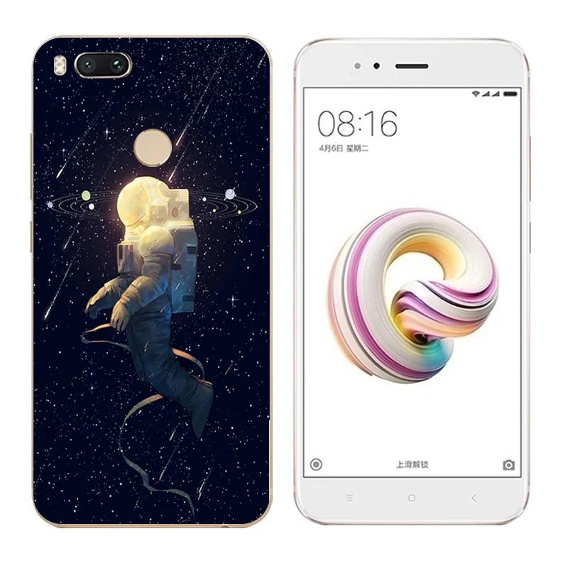 5.5&quot for Xiaomi Mi A1 / 5X Phone Cases TPU Cat Landscape Printing For Mi5X Back Black Matte Silicone Coque |