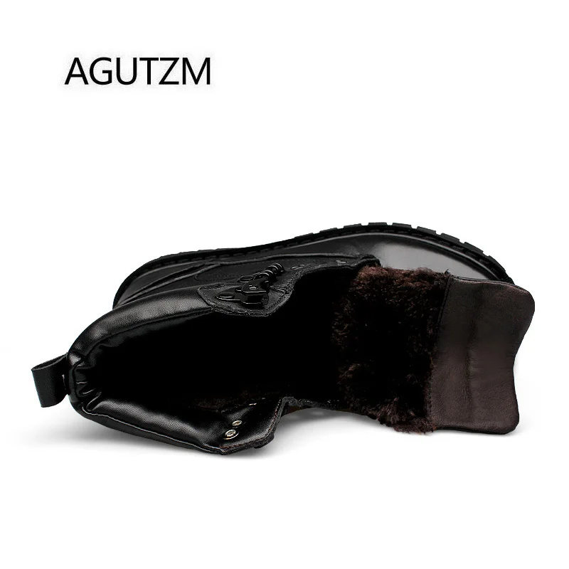AGUTZM/Новинка 0909 года черные модные мужские армейские ботинки из 100% натуральной