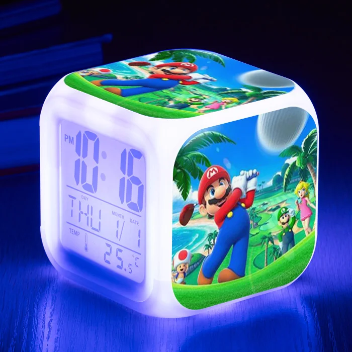 15 Стиль, будильник Super Mario Bros, 7 цветов, светодиодный, цифровые часы Despertador, лучший рождественский подарок, дата и температура - Цвет: 15