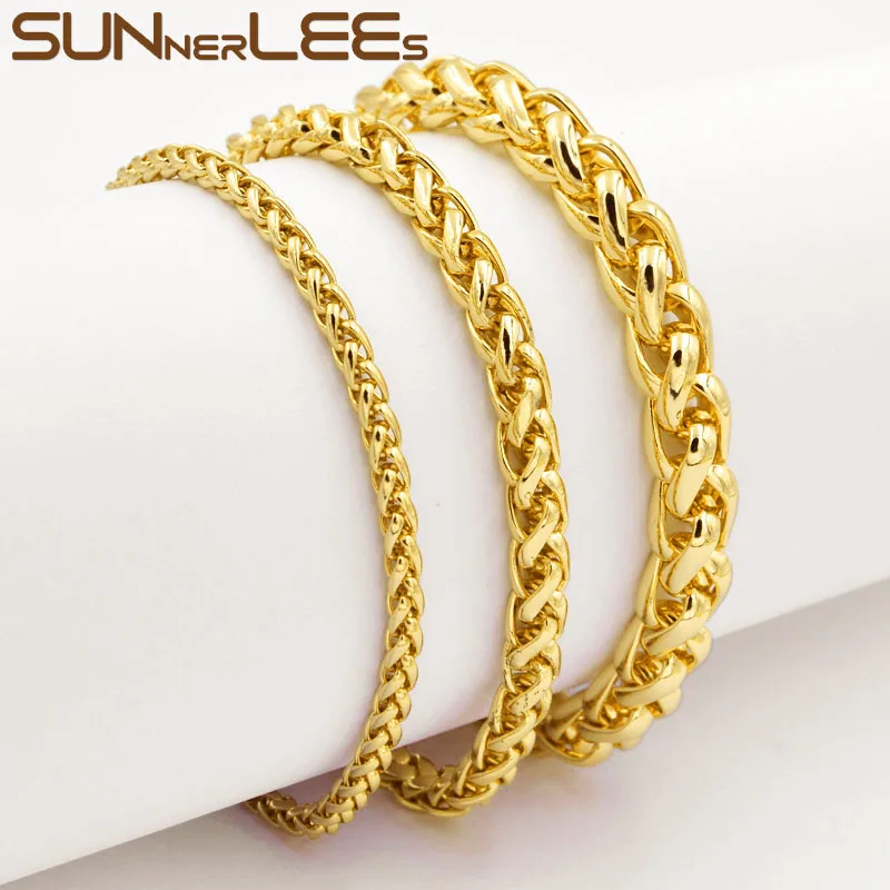 SUNNERLEES Модные Ювелирные изделия Белый Розовый золотой цвет браслет 3 мм ~ 7