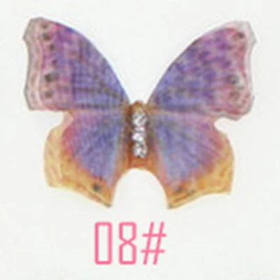 COLOR 08 20 шт двухслойные прозрачные бабочки 3D органза Бабочка ж/Стразы для Чокер "сделай сам", ожерелье, заколки для волос, вечерние украшения - Цвет: COLOR 08