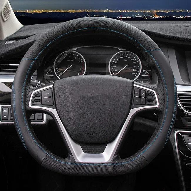 blue line Высокое качество чувствовать себя комфортно кожа рулевого колеса автомобиля крышки летние универсальные декоративные аксессуары для автомобиля для Geely Emgrand GS Emgrand GLEC7 EC8 - Название цвета: blue line