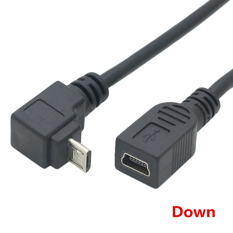 0 25 м 90 градусов правый левый вверх вниз Угловой Micro USB 2 штекер к мини 5 контактный