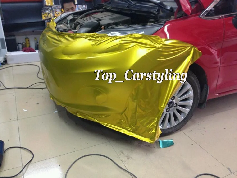 Матовая хромированная виниловая пленка ice Gold автомобильная для обертывания