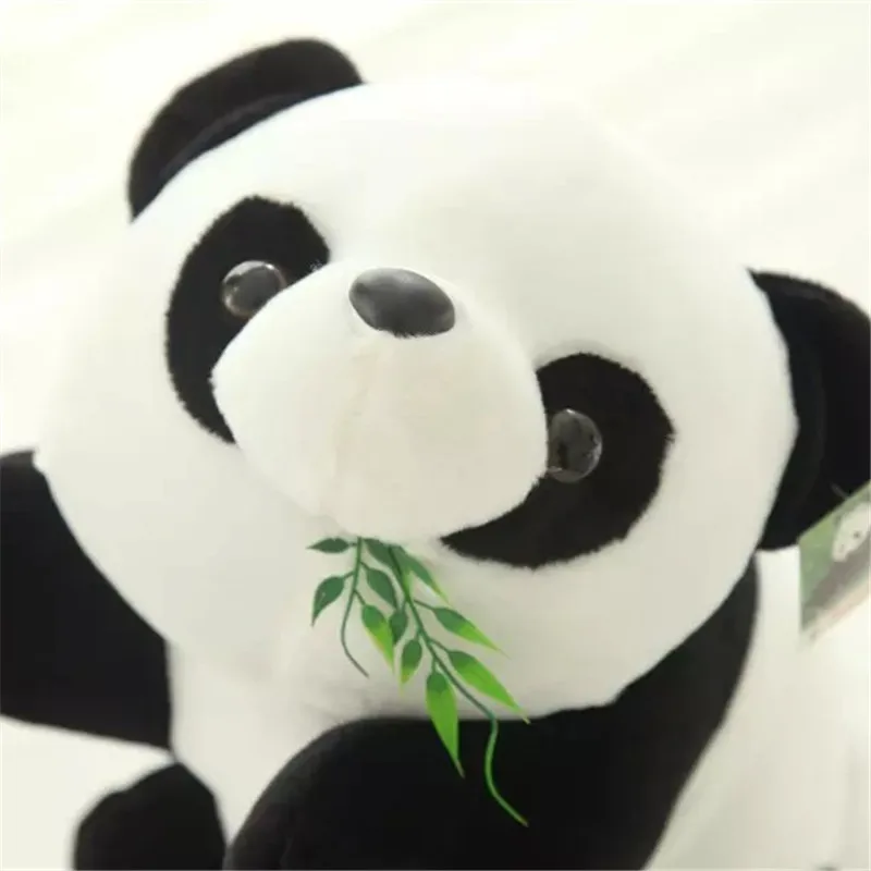 

Free Shipping One Piece Standing Panda With Bamboo Plush Toys Chinese National Treasure Pandas PP Cotton Dolls Friends Presents