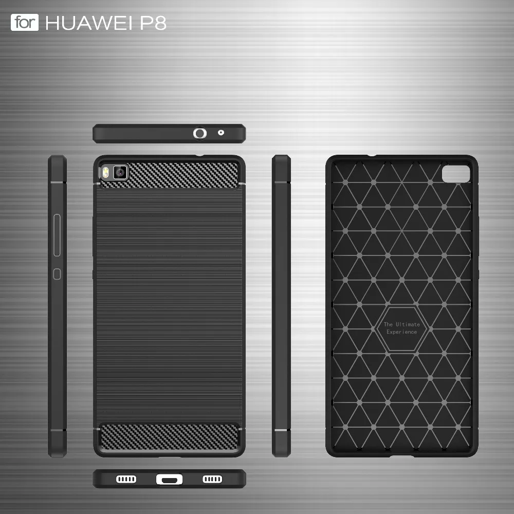 Чехол из углеродного волокна для Huawei P8 Роскошный Матовый прочный защитный чехол