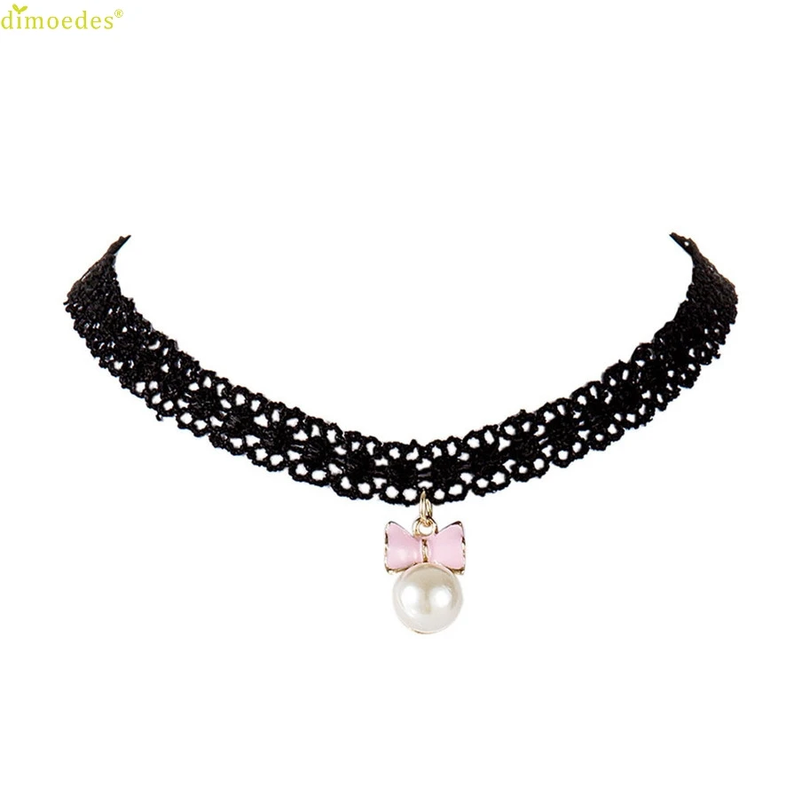 HOT Brand Women Lace Choker Necklace Gothic Bow-knot Pendant Jewelry Necklaces 112510##418 | Chain