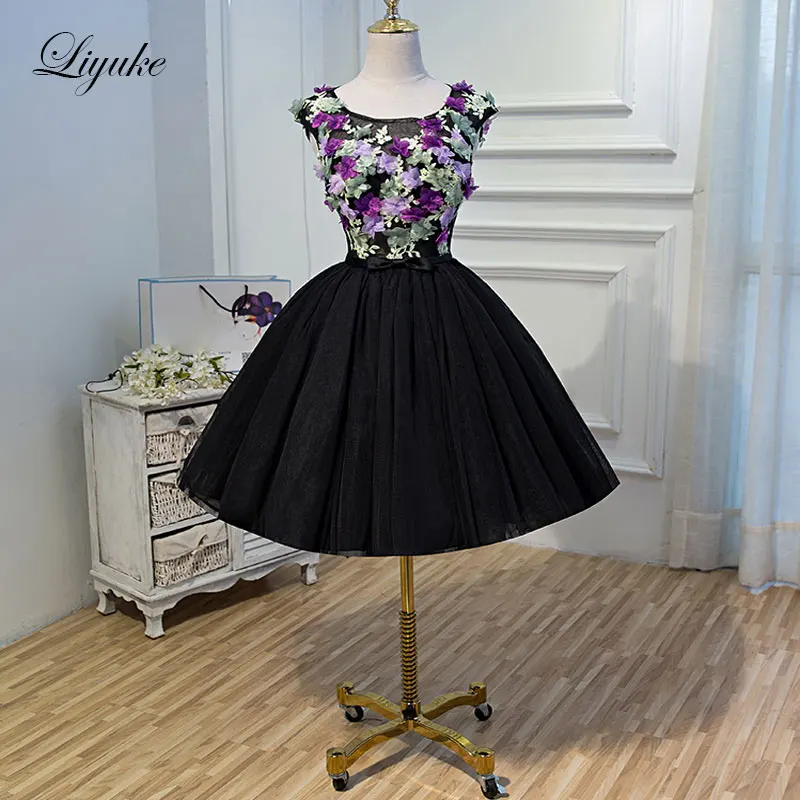 Picture color Liyuke цветные конфеты цветы на заказ новое платье для выпускного с открытой спиной тип линии без бретелек Вечерние платья длиной до колена - Цвет: Picture color