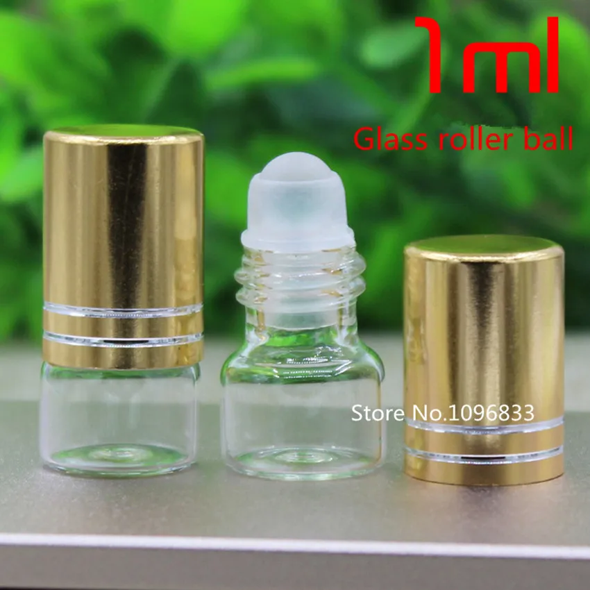 100pcs Empty Glass Roll on Ball Bottle Portable Eye Essential Oil With Stainless Steel Roller 1ml 1g | Красота и здоровье