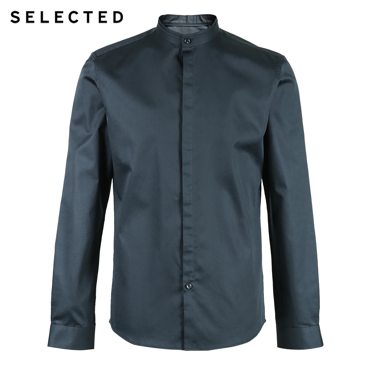 Мужская рубашка с длинным рукавом стоячим воротником 100% хлопок S |