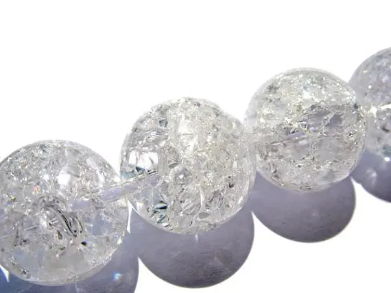 Подлинная ROCK кварц 4 6 8 10 12 14 16 мм Полный Strand Gem Круглый шар трещины четких белый