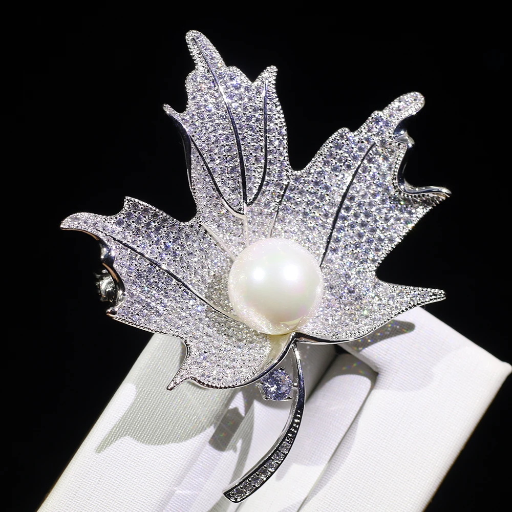 Брош пара дама де circonio bisuteria Fahion de hoja plata Broche para caja regalo | Украшения и аксессуары