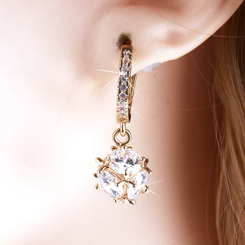 Женские серьги гвоздики Медная Инкрустация камнем с кубическим цирконием