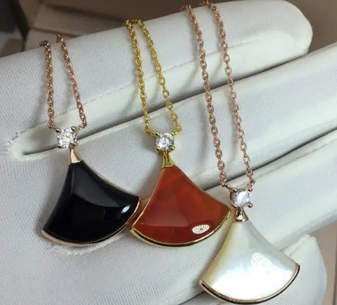 Розовое золото маленький веер белая ракушка ожерелье подвеска сетка Красная