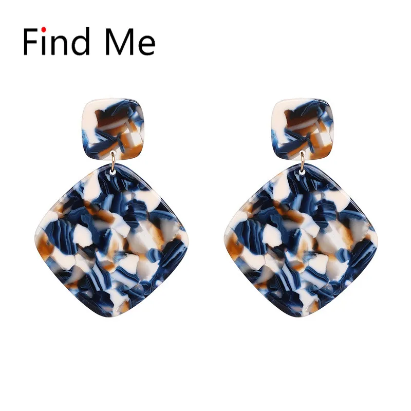 Женские многоуровневый акриловый серьги Find Me цветные квадратные подвески из
