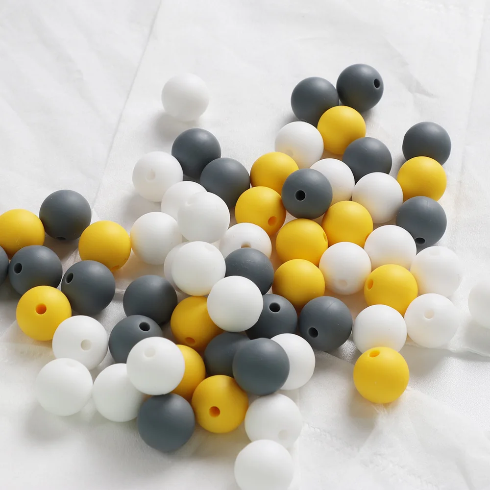 TYRY.HU 30pc Silicone Beads 15mm Pastel Yellow Teether Bead DIY Chew Necklace Charms Pacifier Clip Bead