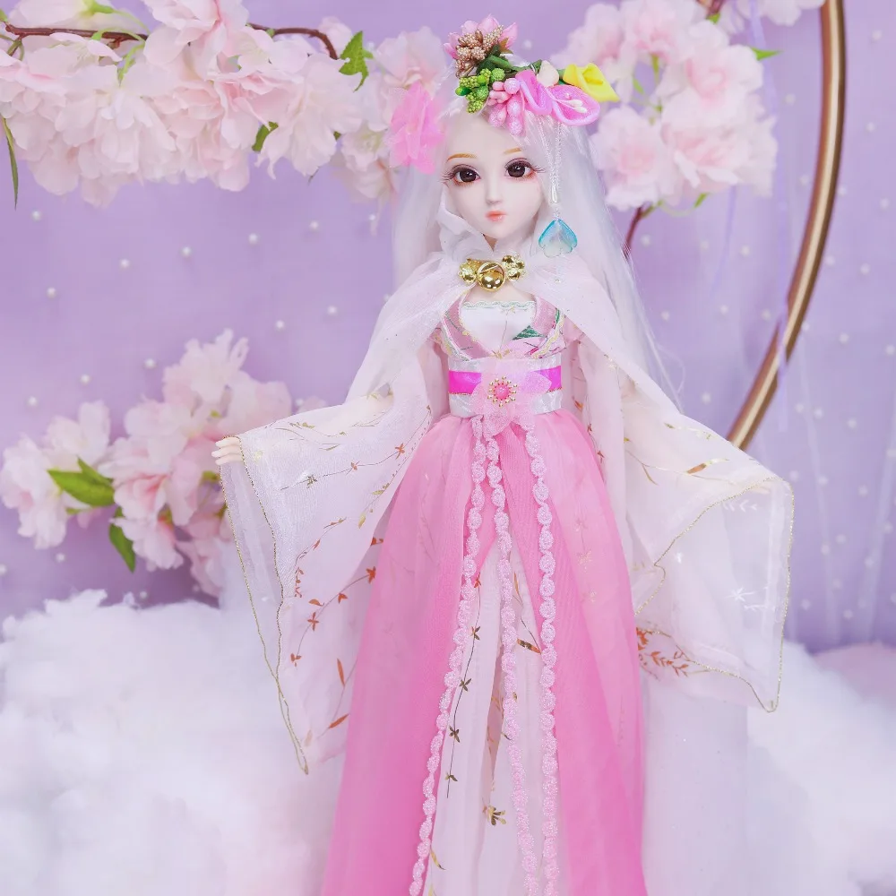 DQ bjd 45 см дневник королева 1/4 белые волосы кукла розовая одежда обувь головной