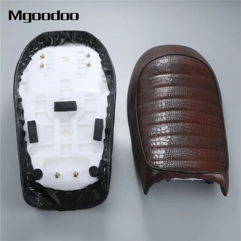 Mgoodoo Crocodile Motorcycle Cafe Racer Seat Custom Vintage Hump Saddle Flat Pan Retro Fit For KAWASAKI Suzuki GS Honda CB |