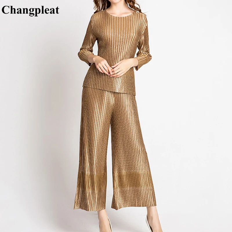 Changpleat 2019 Весенние новые женские комплекты с принтом Miyak плиссированные модные