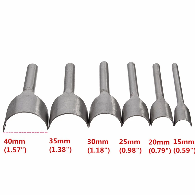 6Pcs/set 15mm-40mm Half Round V Shaped Cutter Punch - Premium Leather Craft Hand Tools for Handmade Crafts and Punching image 5