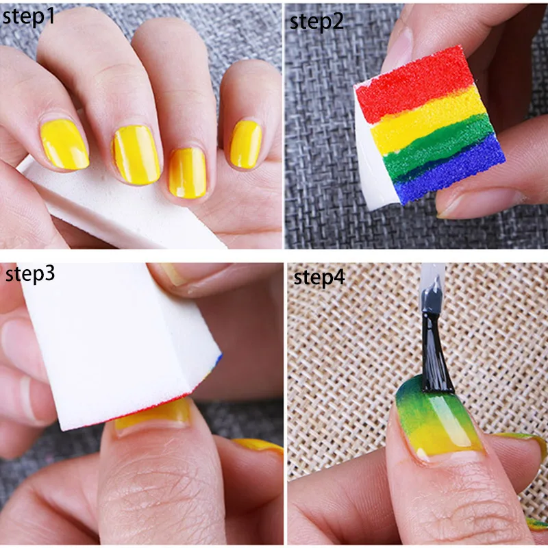 8 шт./лот Одноразовые Белые Треугольники Salon Nail блок губок ногтей аксессуар Градиент Советы DIY пены Маникюр Стампер польский
