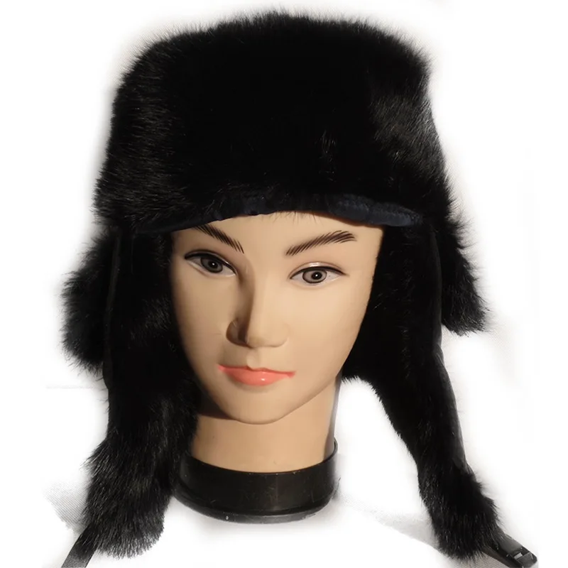 (TopFurMall) Настоящий мех кролика шапки-авиаторы зимние теплые шапки модные защитные
