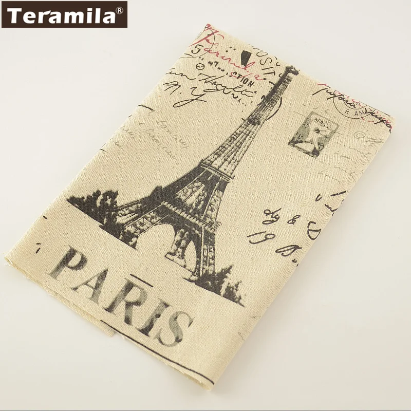 Домашний текстиль башня и слова хлопок лен ткань TERAMILA швейный материал Tissu