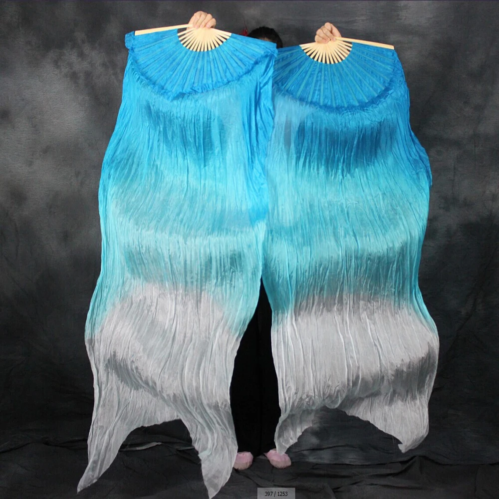 Новая окрашенная Трехцветная вуаль для танца живота 1 шт. лево + направо 100% шелк