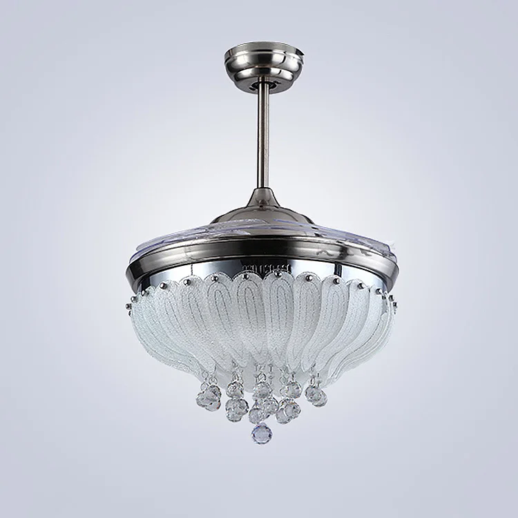 

High quality Ceiling fan lamp Rose 42 inch LED crystal ceiling LIGHTS 85-265V Silvery Dimming remote control ceiling fan lamp