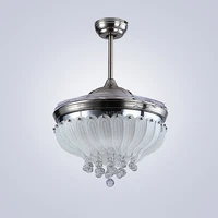 high quality ceiling fan lamp rose 42 inch led crystal ceiling lights 85 265v silvery dimming remote control ceiling fan lamp